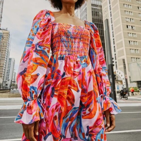 FARM RIO Colorful Bananas Puff Sleeve Maxi Dress - Picture 6 of 10